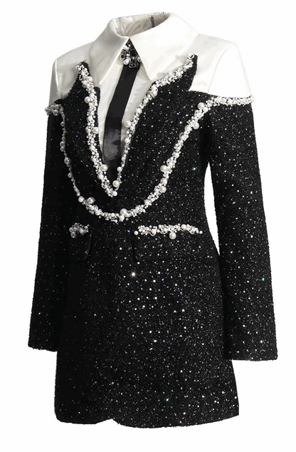 Beaded blazer shirt dress