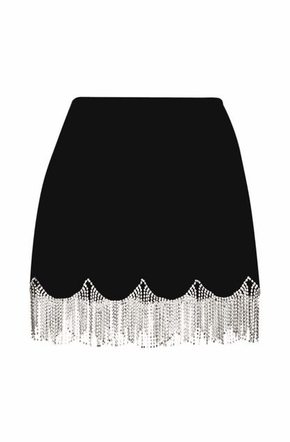 Rhinestone fringe cropped blazer and skirt set