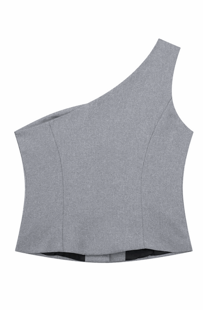 One shoulder vest in grey