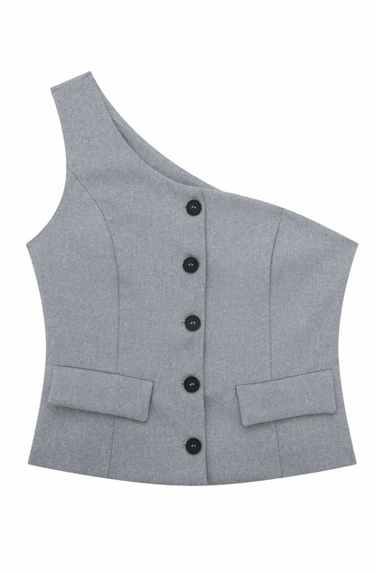 One shoulder vest in grey