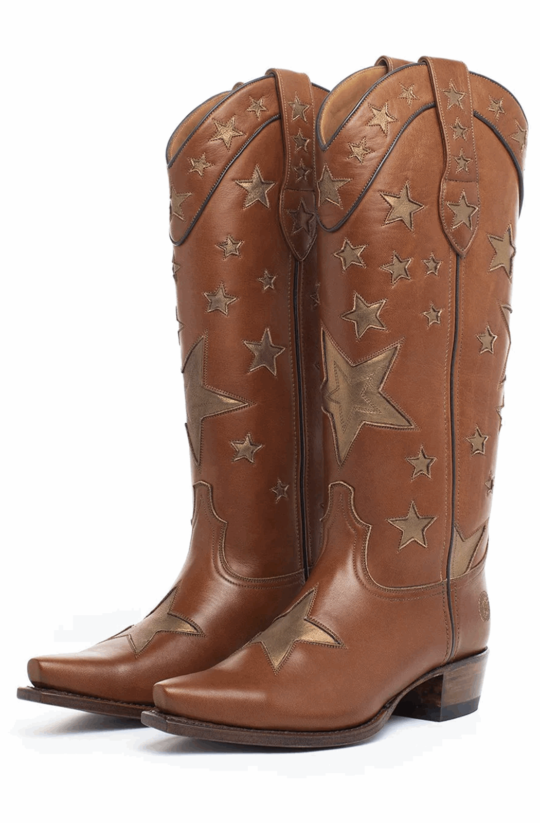 Brown western boots with golden stars