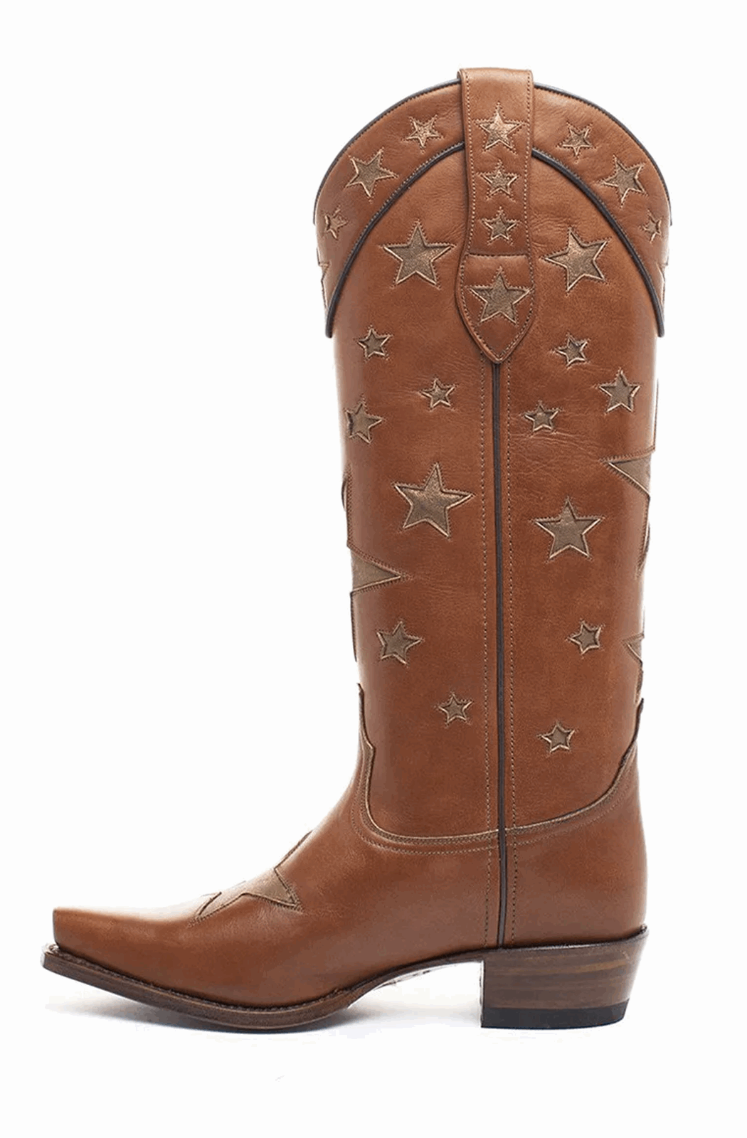 Brown western boots with golden stars