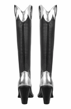 Metal toe black leather western boots