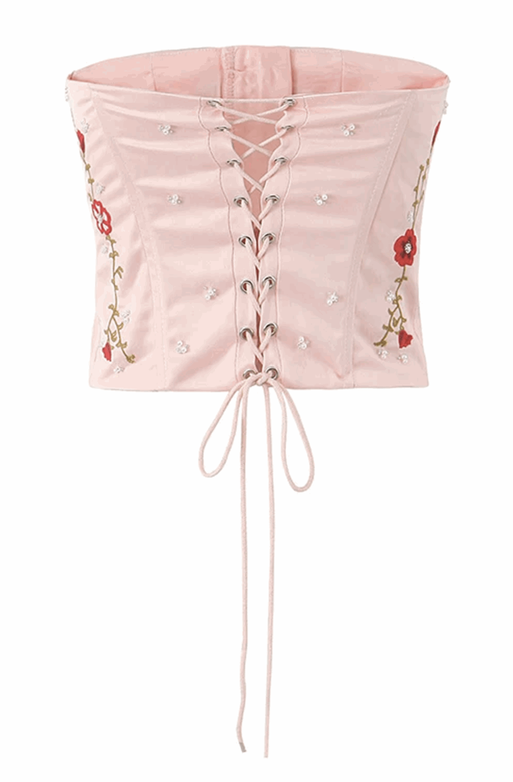Floral embroidery cropped corset top