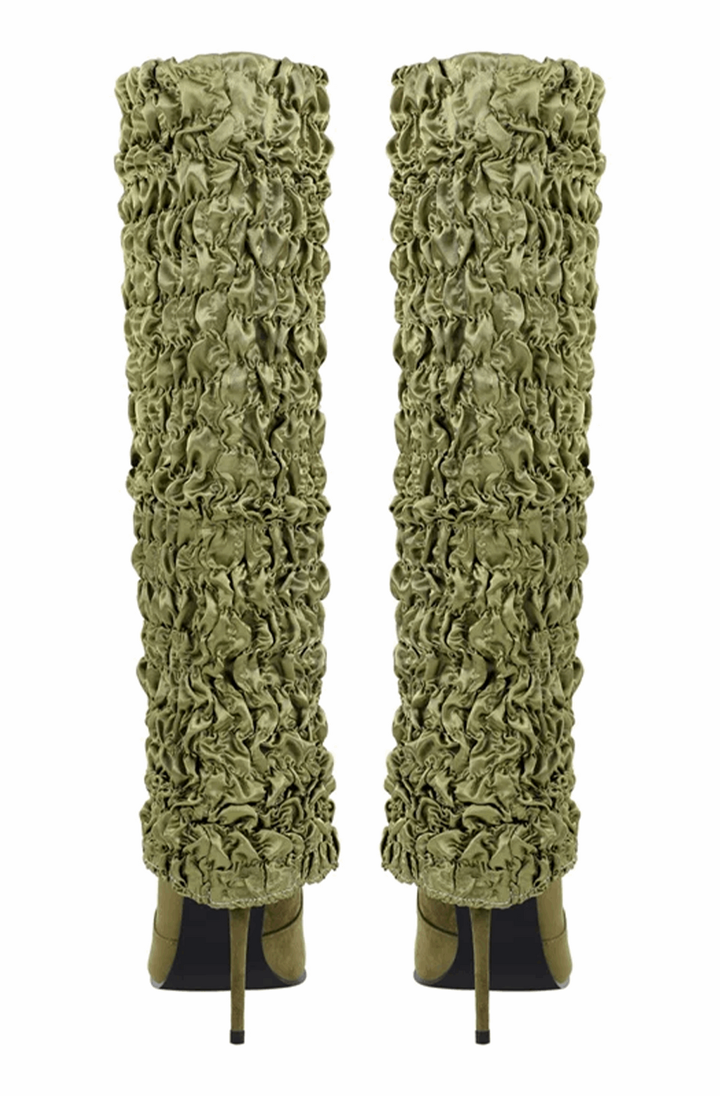 Pleated fold over knee high boots