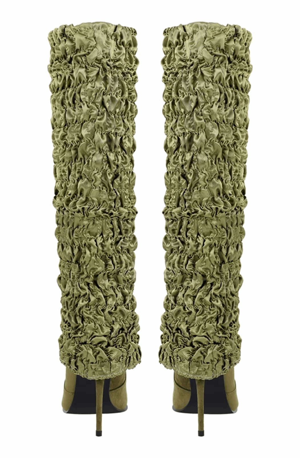 Pleated fold over knee high boots