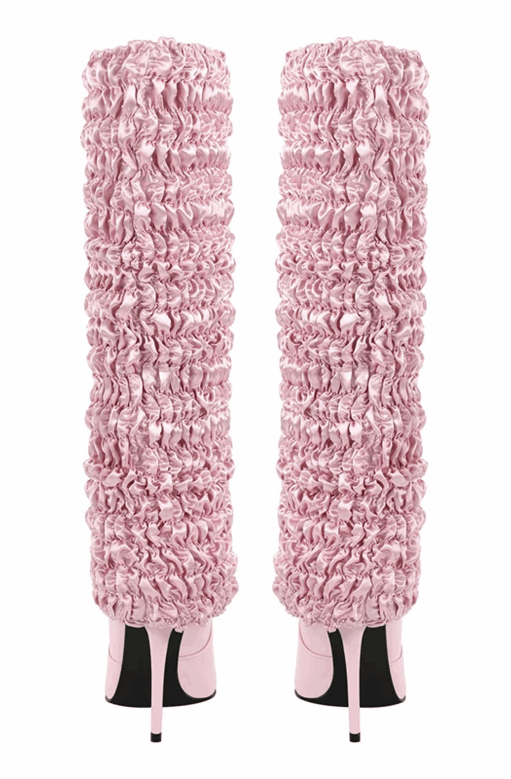 Pleated fold over knee high boots