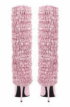 Pleated fold over knee high boots