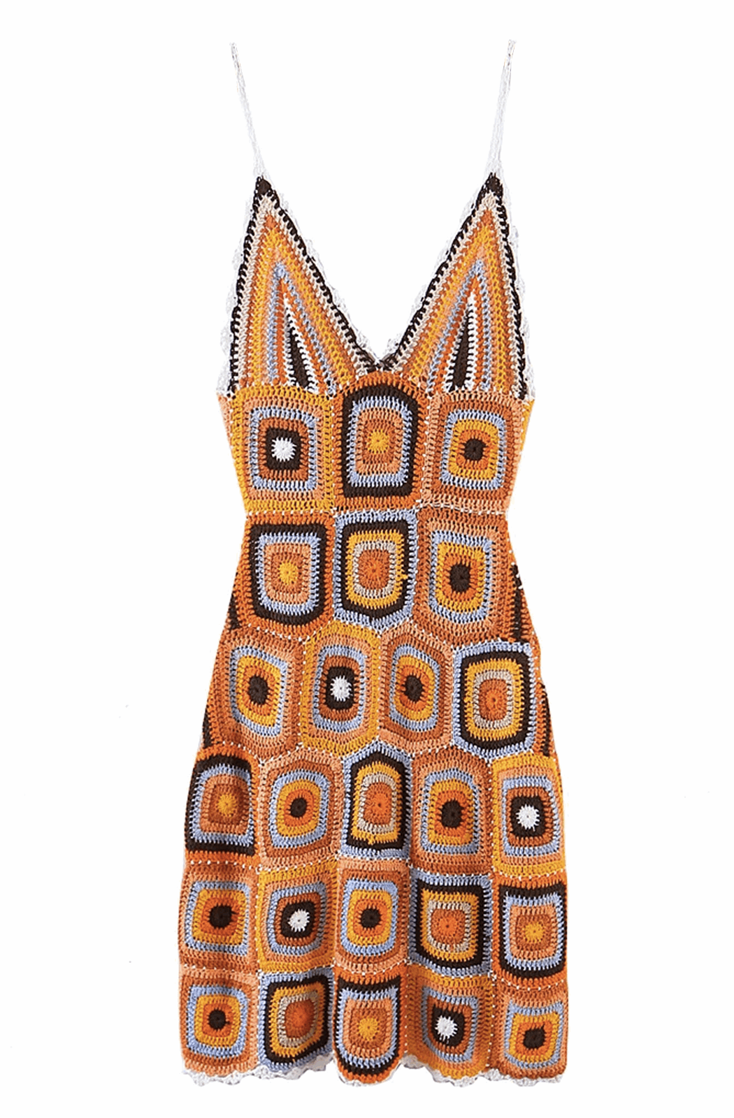 Multicolor plaid crochet dress