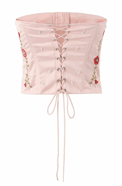 Embroidery flower corset