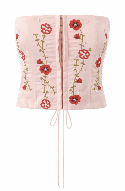 Embroidery flower corset
