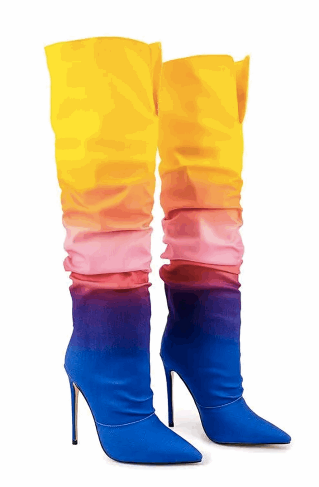 Rainbow over-the-knee boots