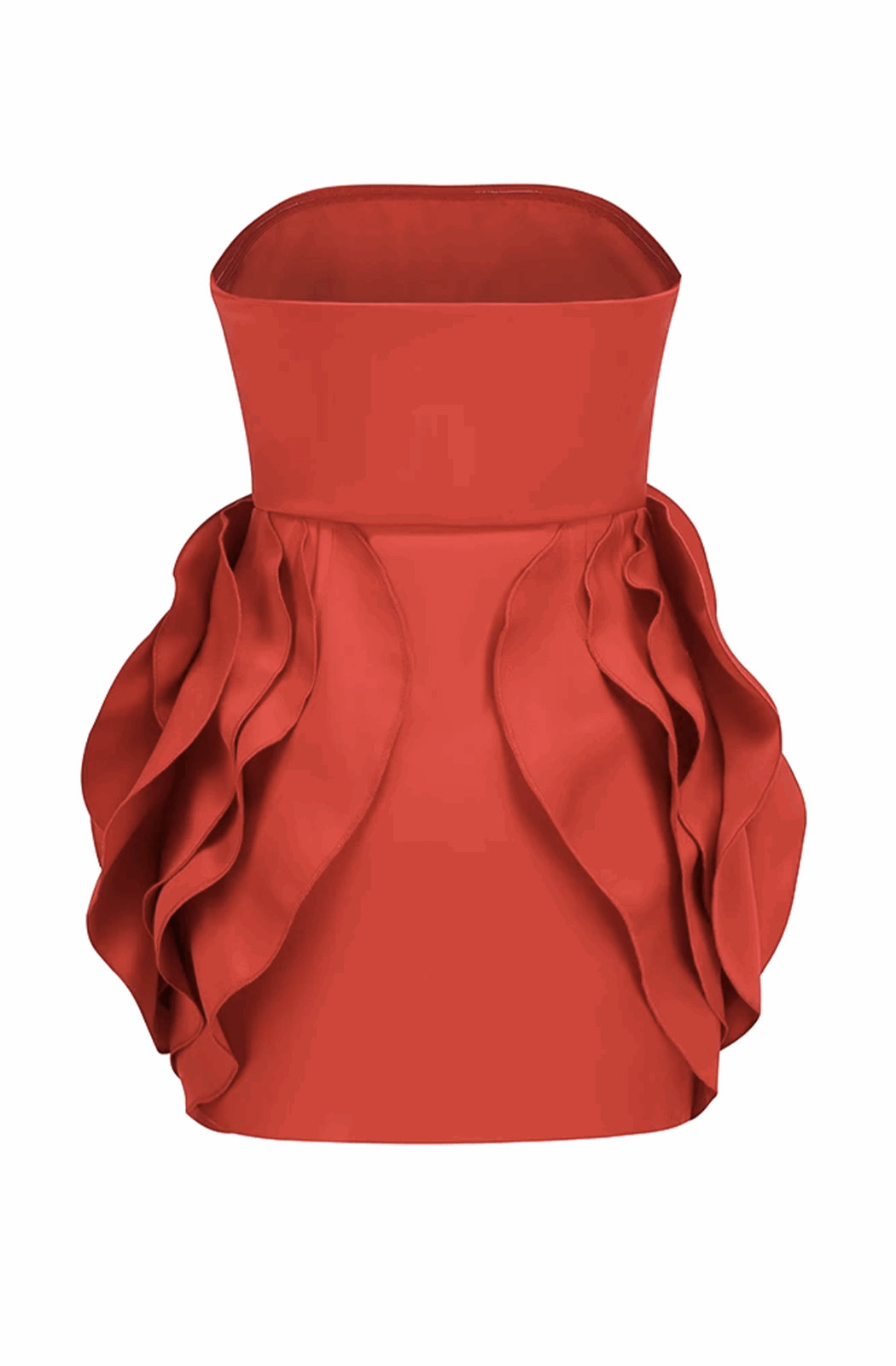 3D roses strapless red dress