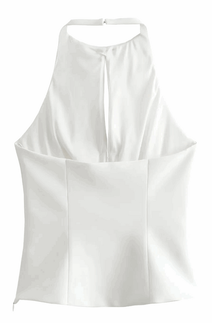 Backless top with rhinestone bows