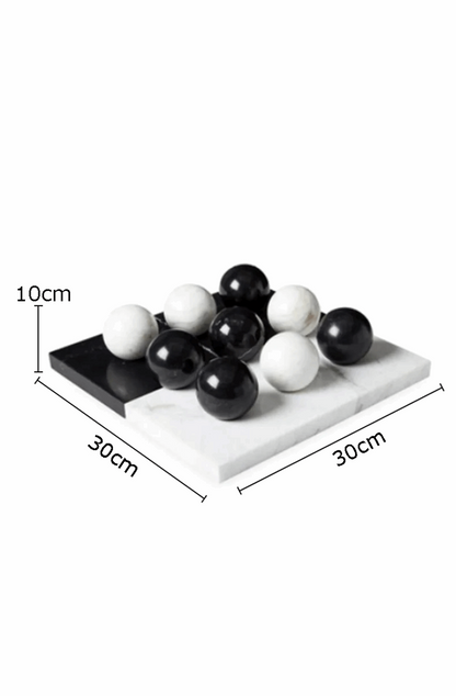 Black and white marble tic tac toe game