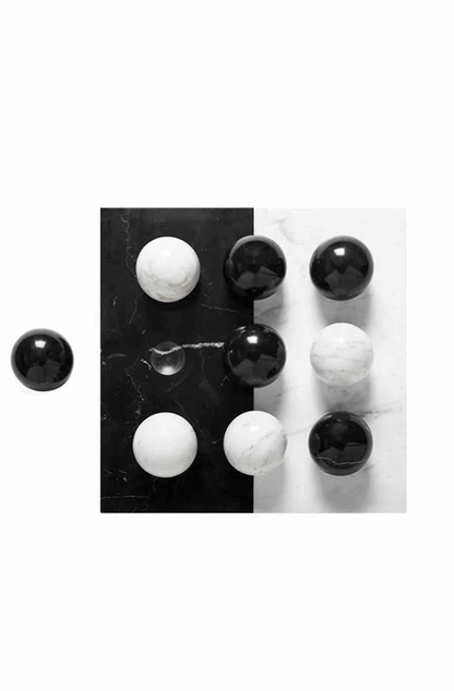 Black and white marble tic tac toe game