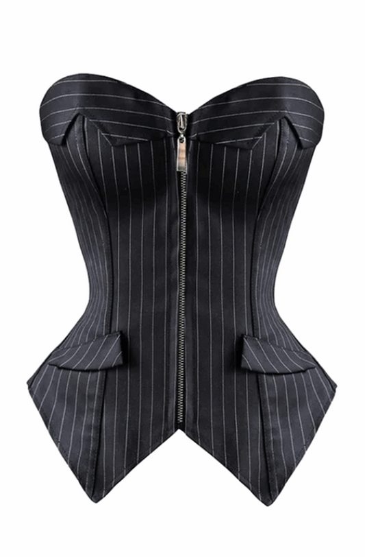 Striped office overbust corset