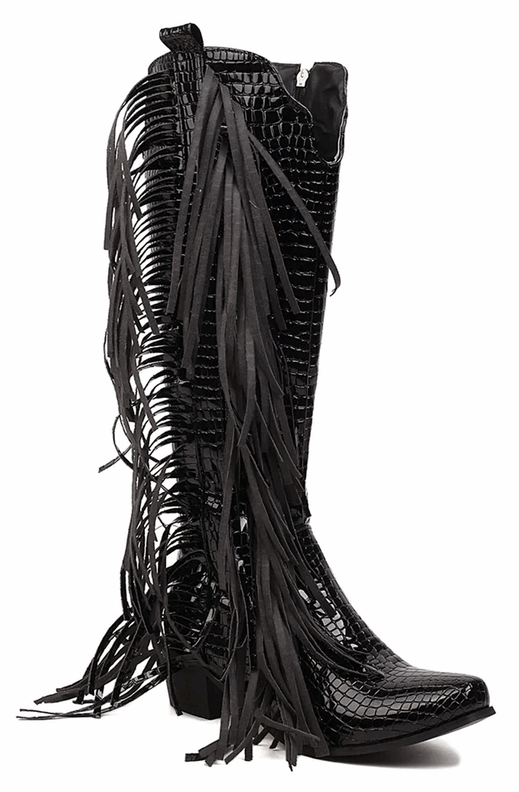 Fringed croco western boots