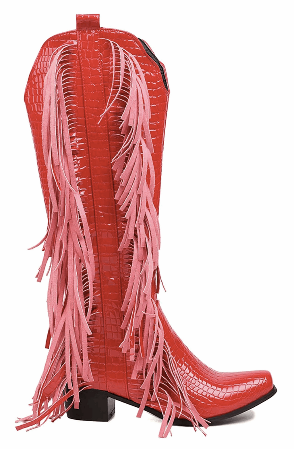 Fringed croco western boots