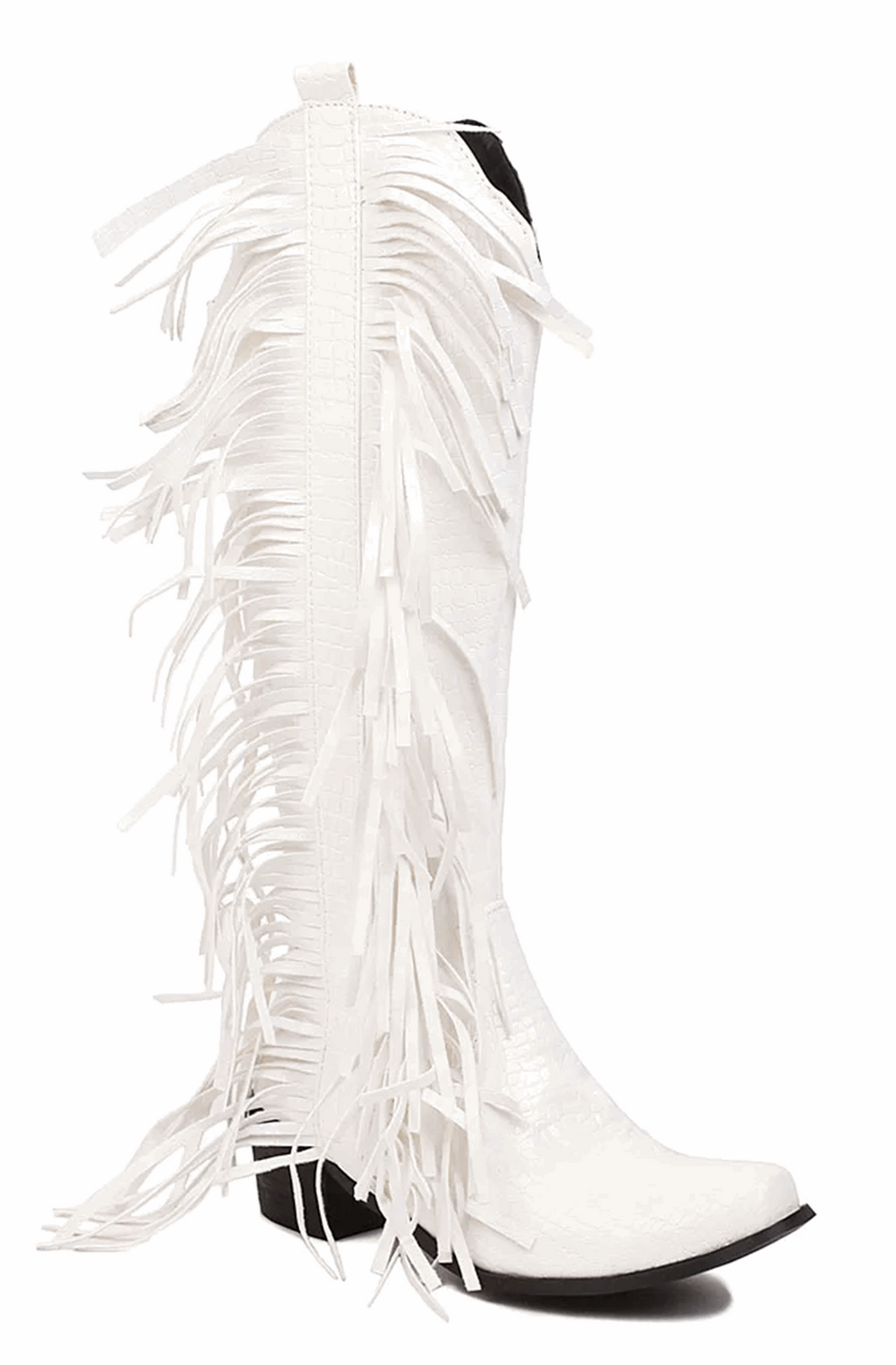 Fringed croco western boots
