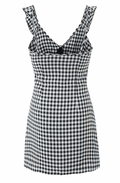 Black and white gingham mini dress