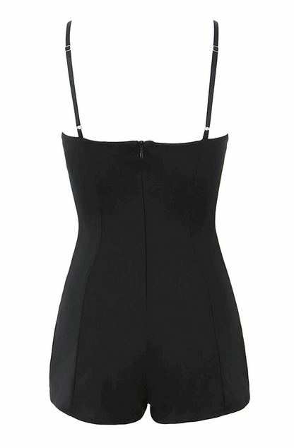 Black short strappy playsuit