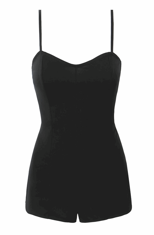 Black short strappy playsuit