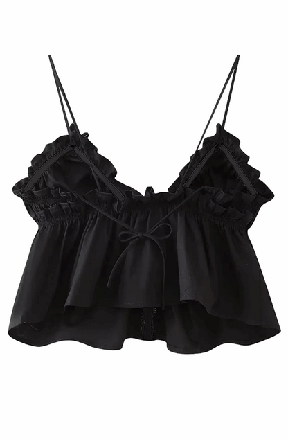 Ruffle crop top with thin straps