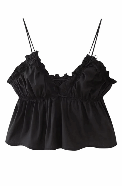 Ruffle crop top with thin straps