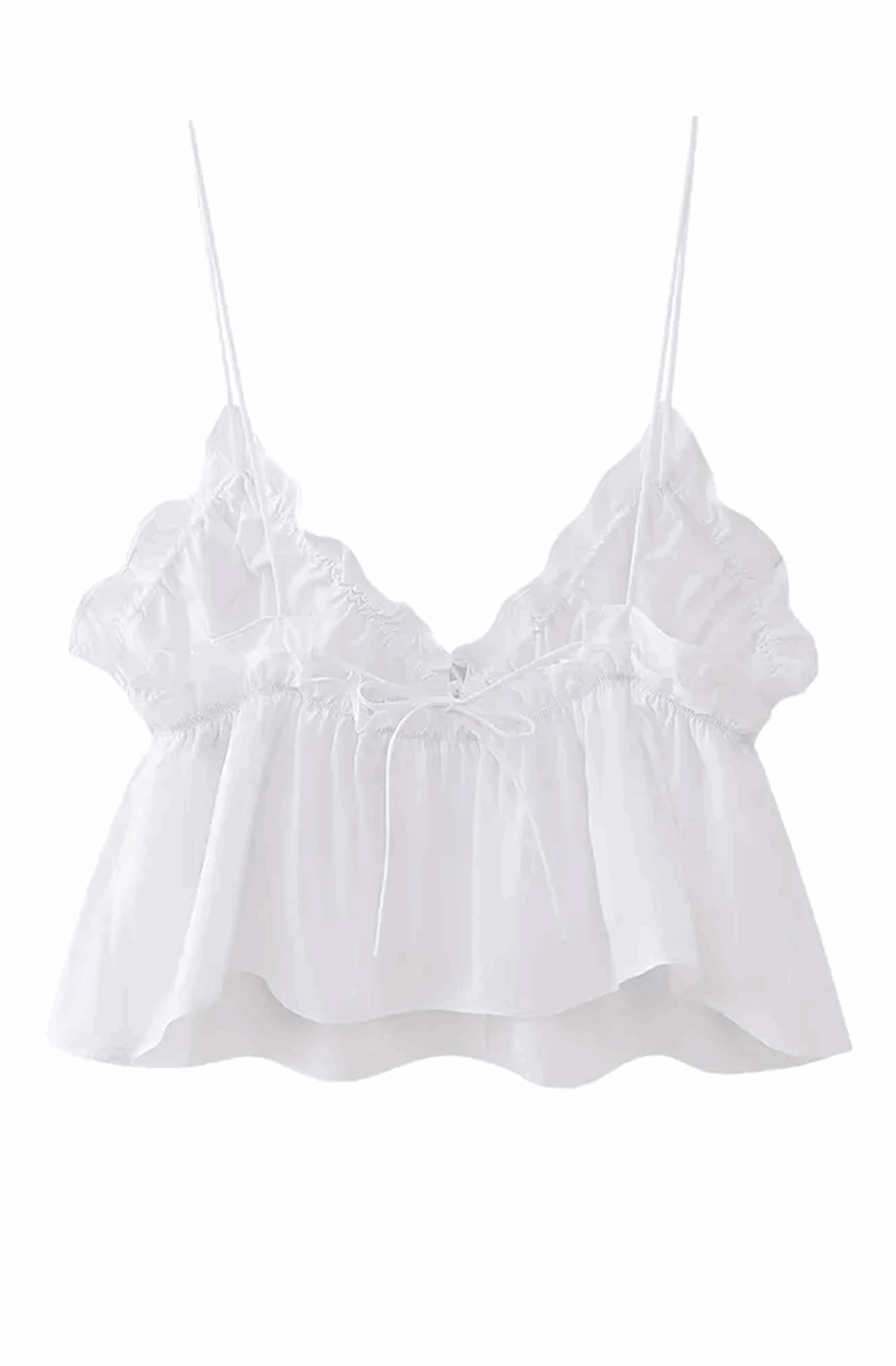 Ruffle crop top with thin straps