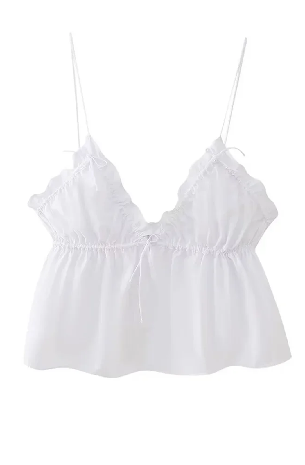 Ruffle crop top with thin straps