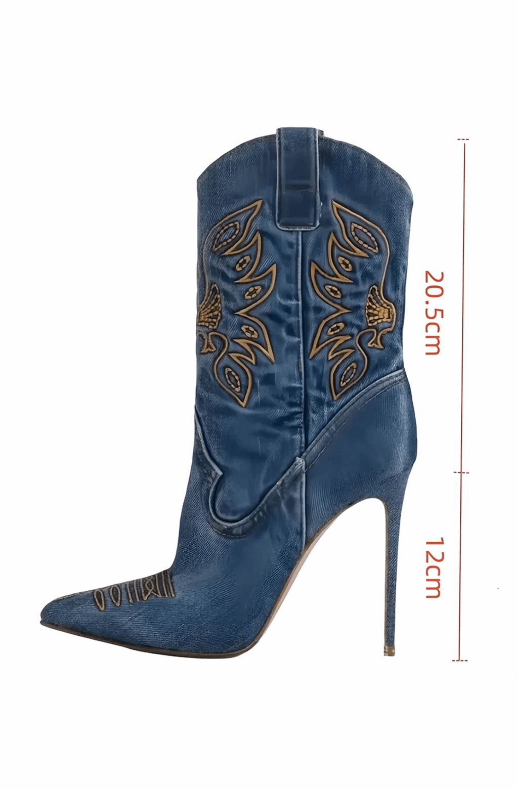 Denim stiletto western boots