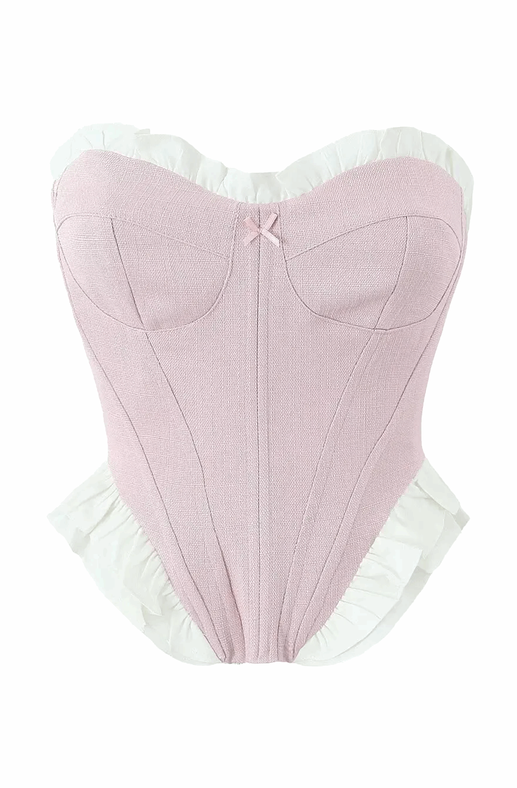 White ruffle pink corset top