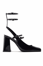Patent Mary Jane heeled sandals with straps