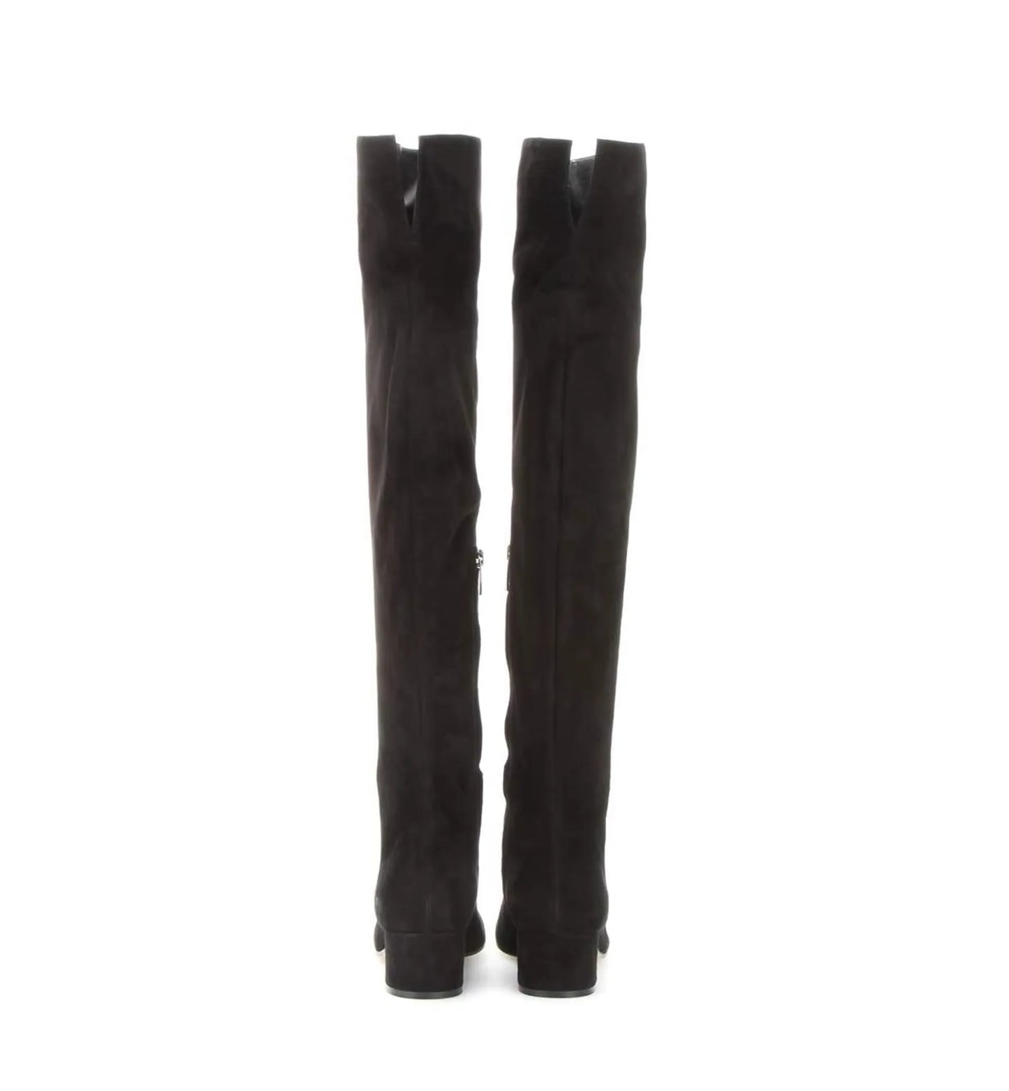 Black knee-high boots on a white background