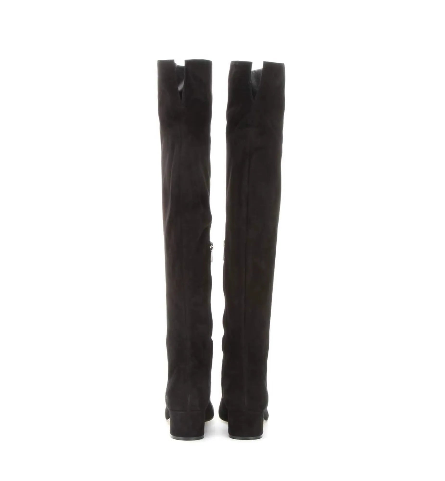 Black knee-high boots on a white background