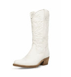 White western boots for women with elegant stitching and pointed toe design