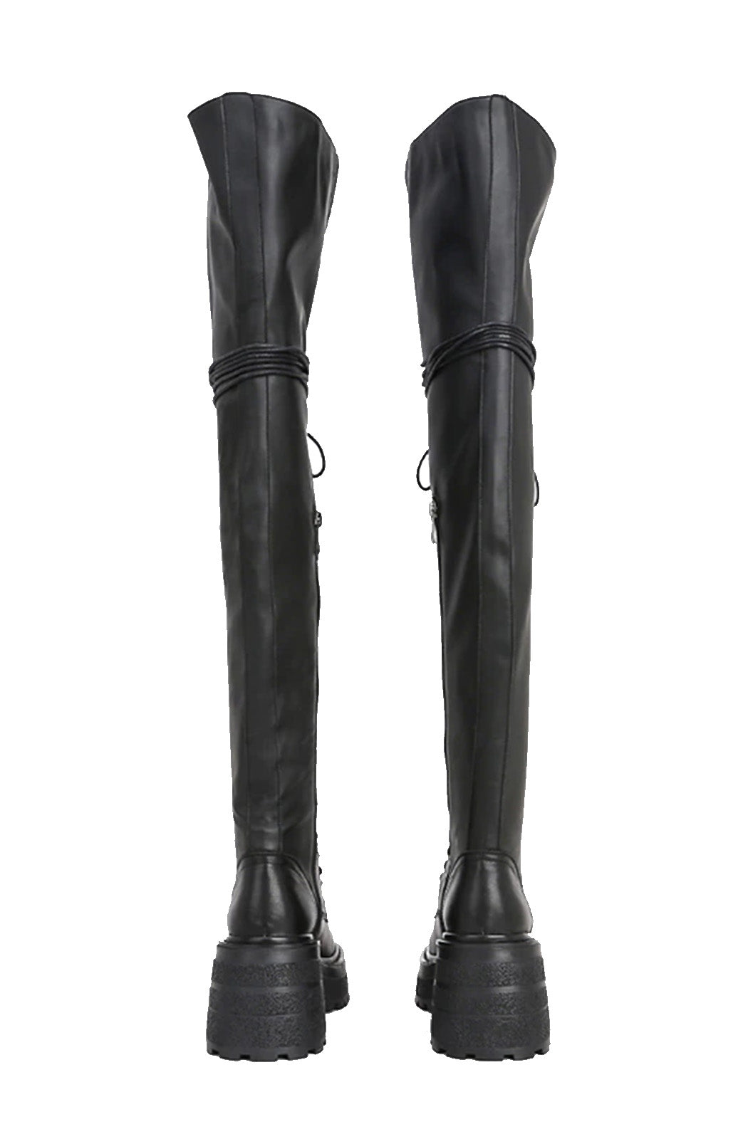 Platform lace up over the knee boots