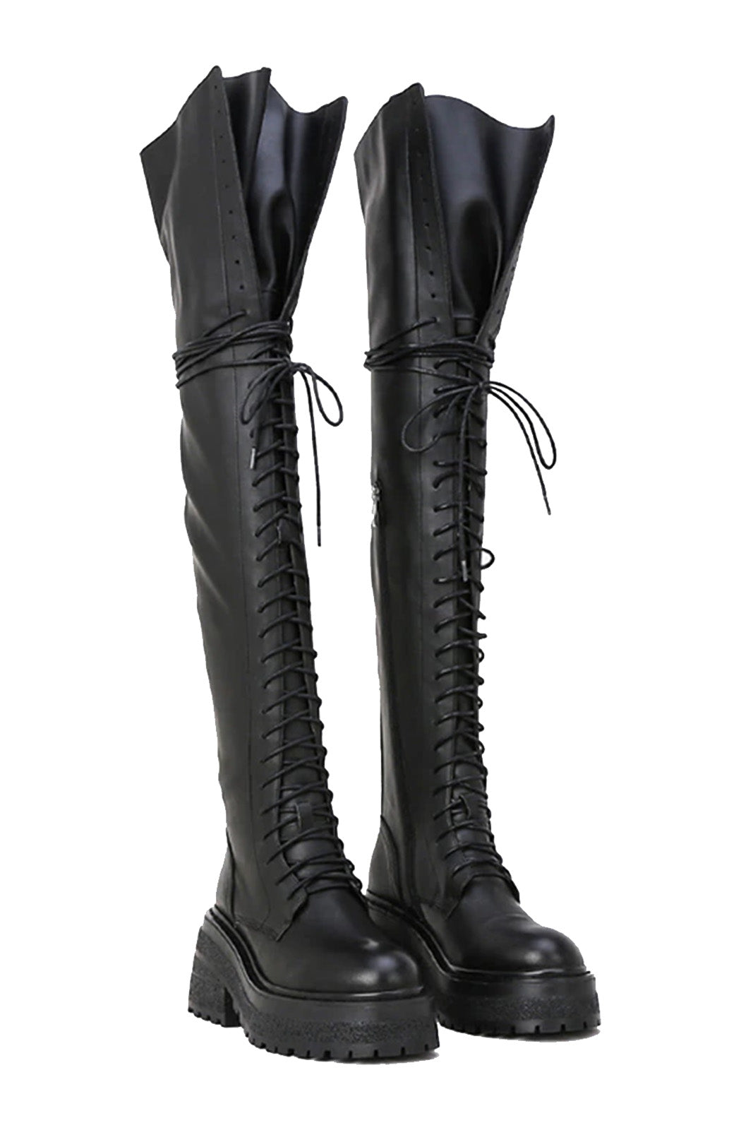 Platform lace up over the knee boots